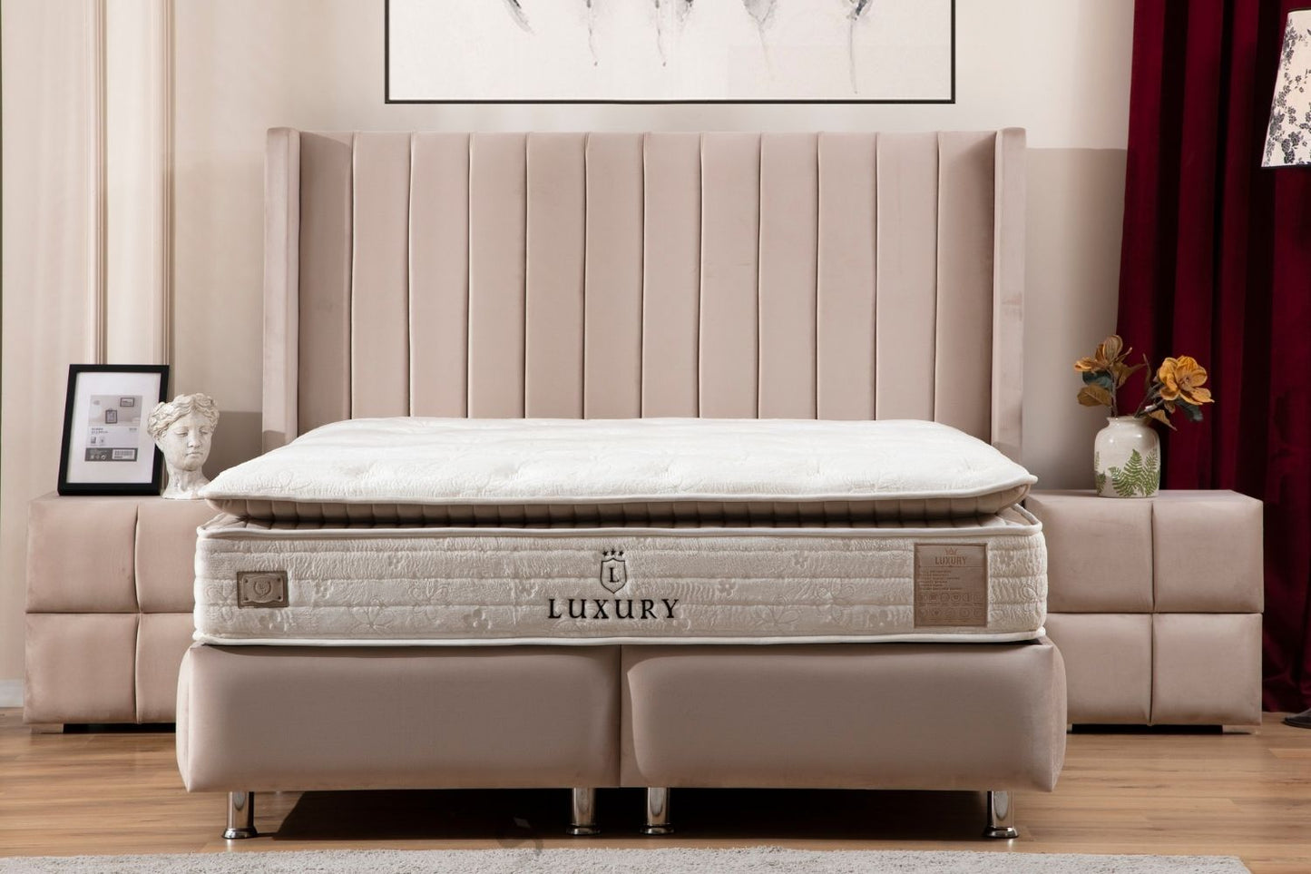Lit Coffre TOKYO BEIGE - Velours