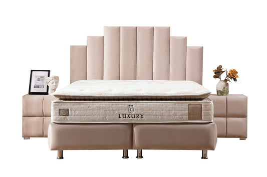 Lit Coffre NATURA BEIGE - Velours