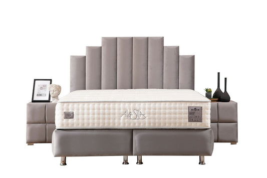 Lit Coffre NATURA GRIS - Velours