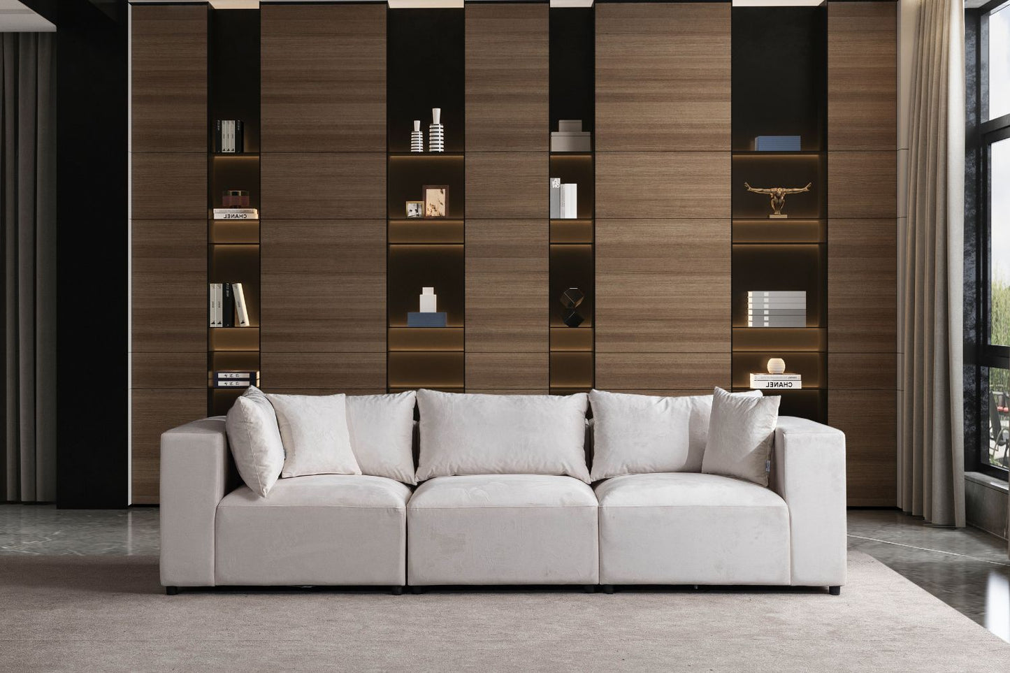 Canapé Modulable Azra Velour blanc