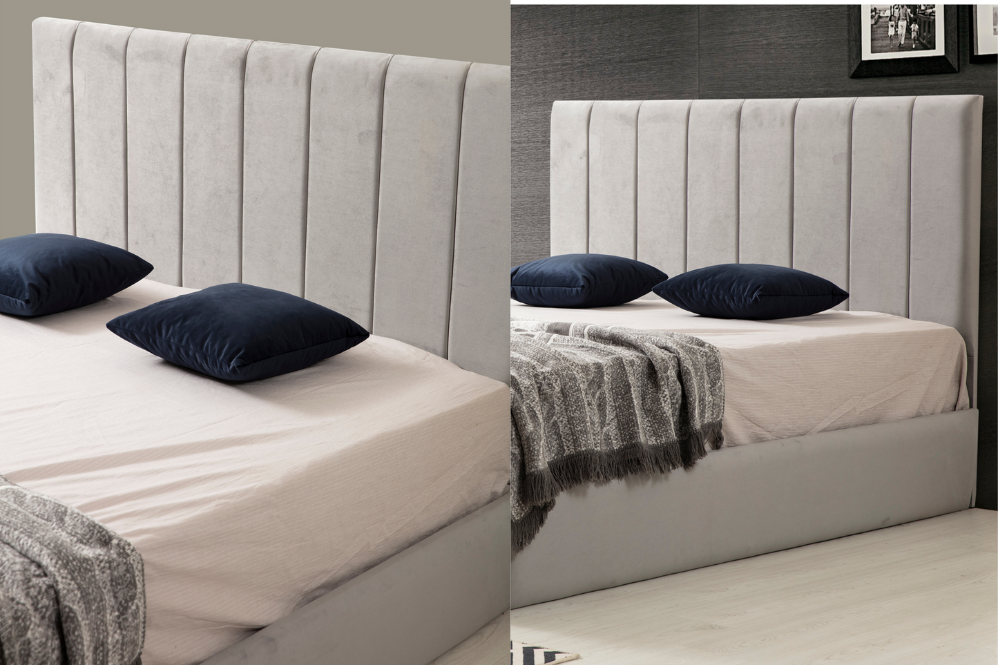 Cadre De Lit POLO GRIS - Velours