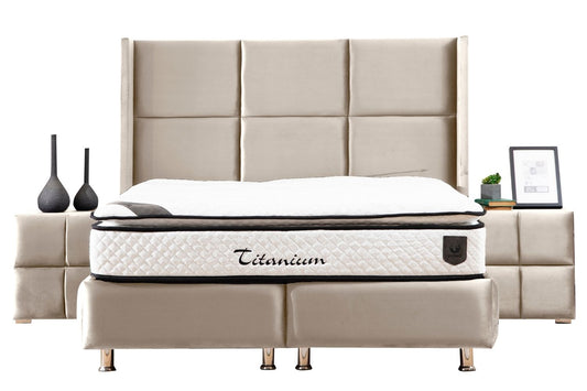 Lit Coffre RIO BEIGE - Velours