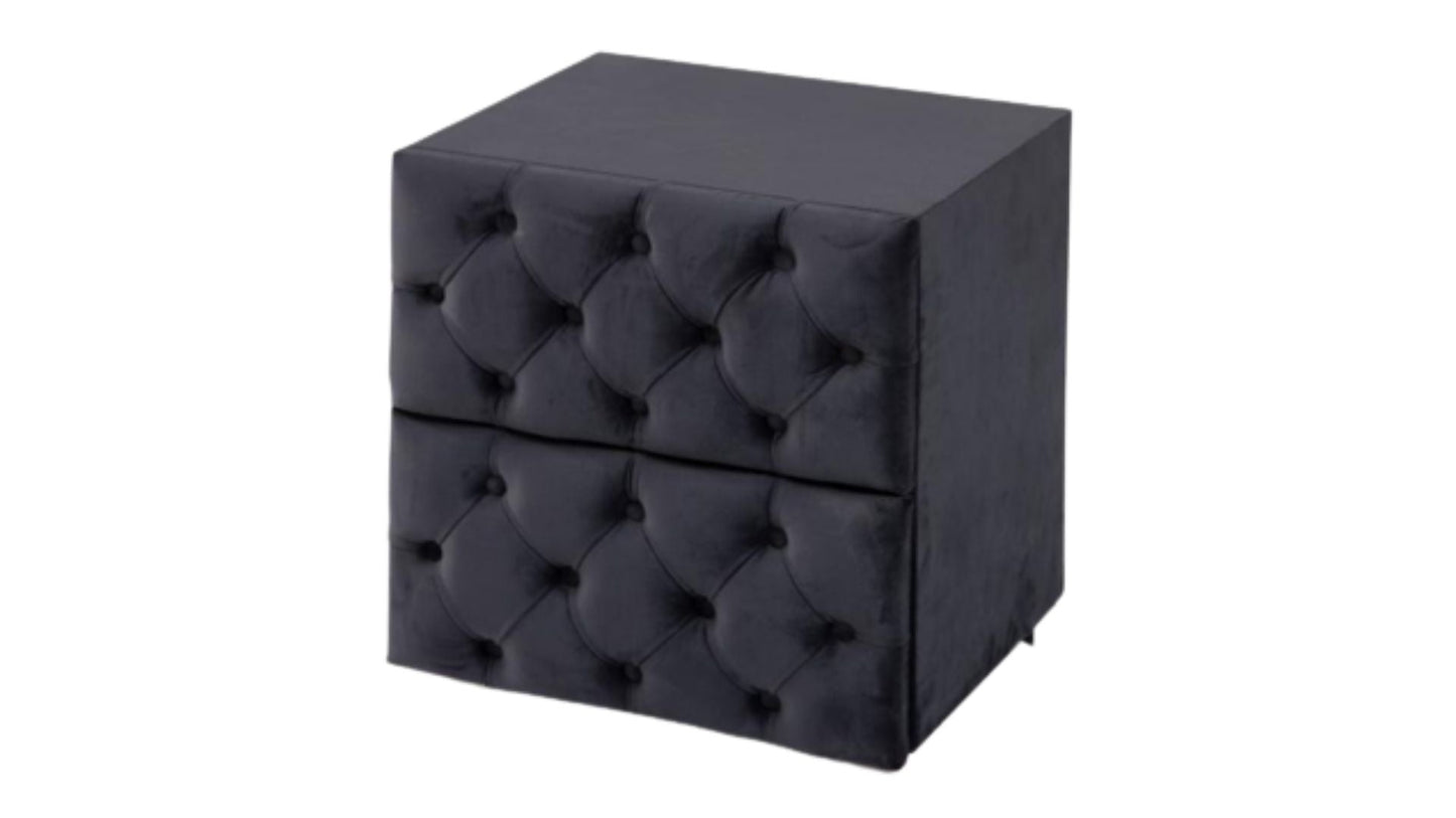 Chevet Capitoné Velours Gris Anthracite