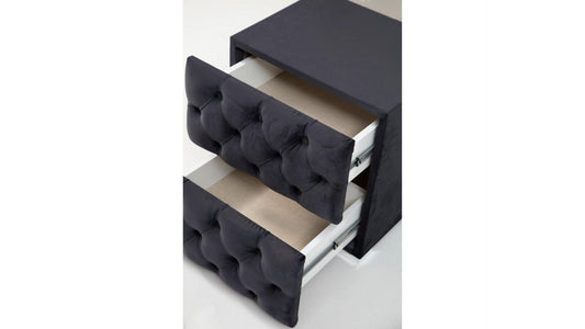 Chevet Capitoné Velours Gris Anthracite