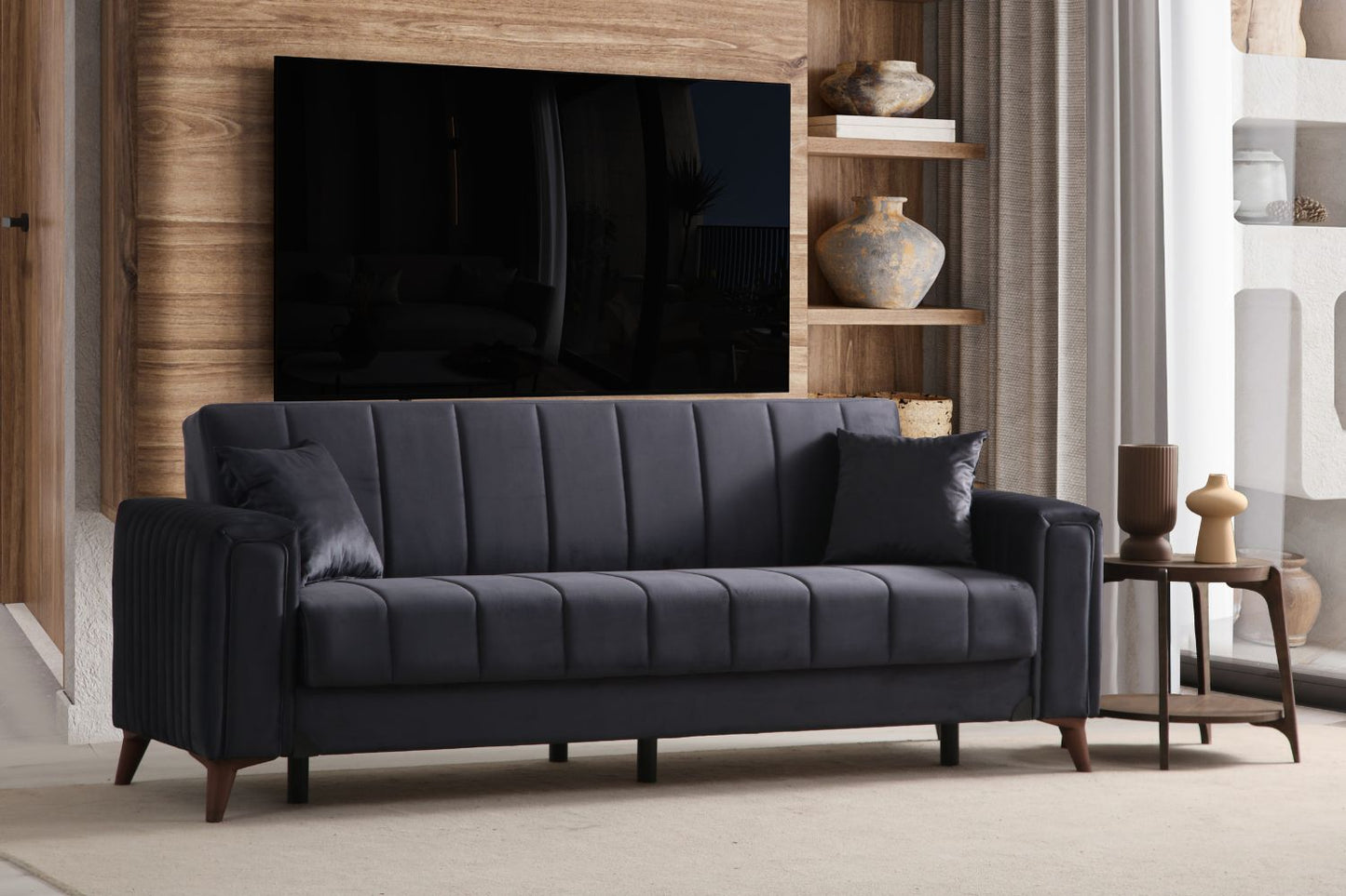 Canapé Nova Velours Gris Anthracite