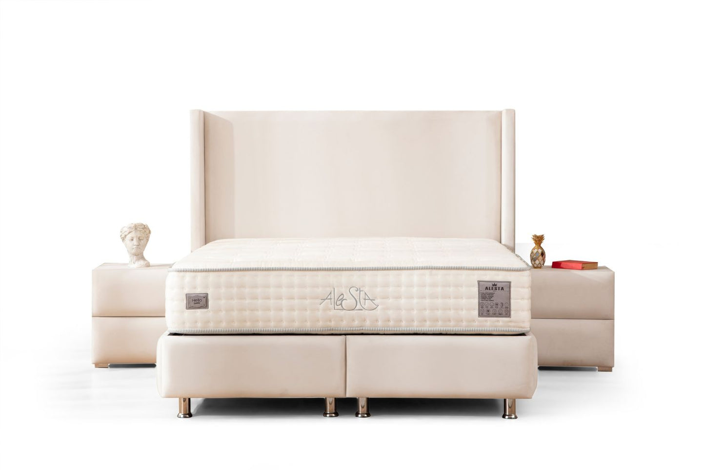 Lit Coffre COCO BLANC ECRU - Velours