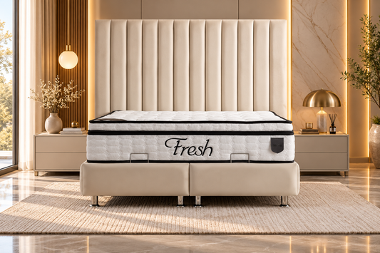Lit Coffre ATHENA BLANC CASSE - VELOURS