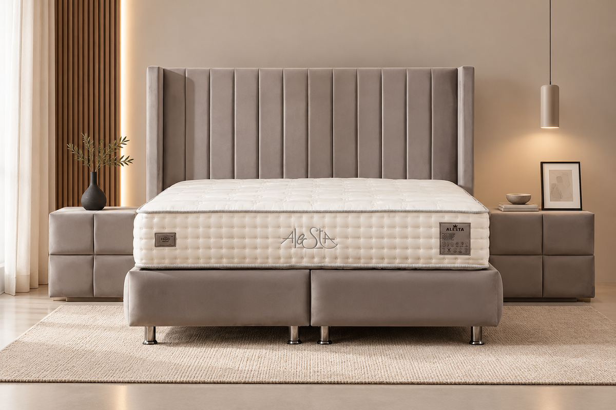Lit Coffre TOKYO GRIS - Velours