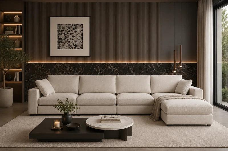 Canapé Julia Modulable Chenille 4+1 Pouf