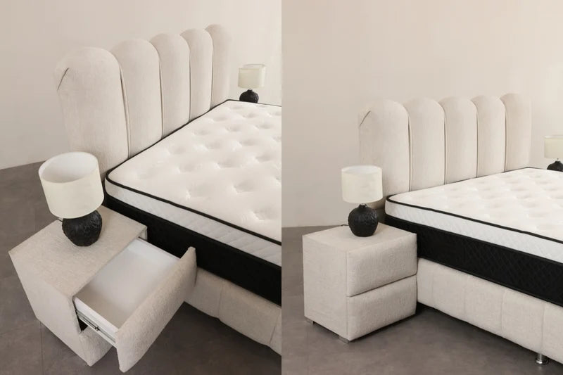 Lit Coffre EVA BLANC CASSE - Chenille