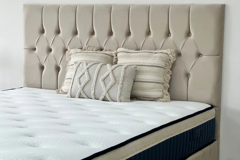 Lit Coffre HUGO BEIGE - Velours