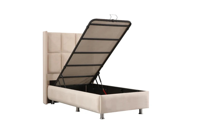 Lit Coffre Enfant RIO BEIGE - Velours