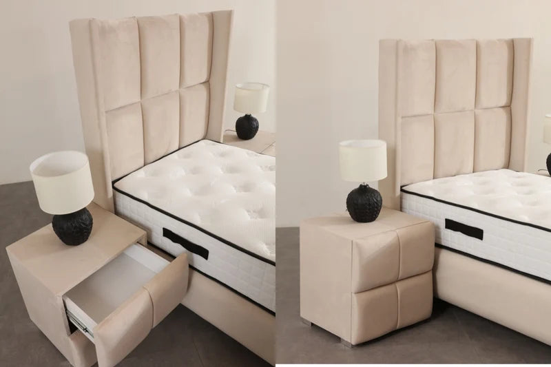 Lit Coffre Enfant RIO BEIGE - Velours
