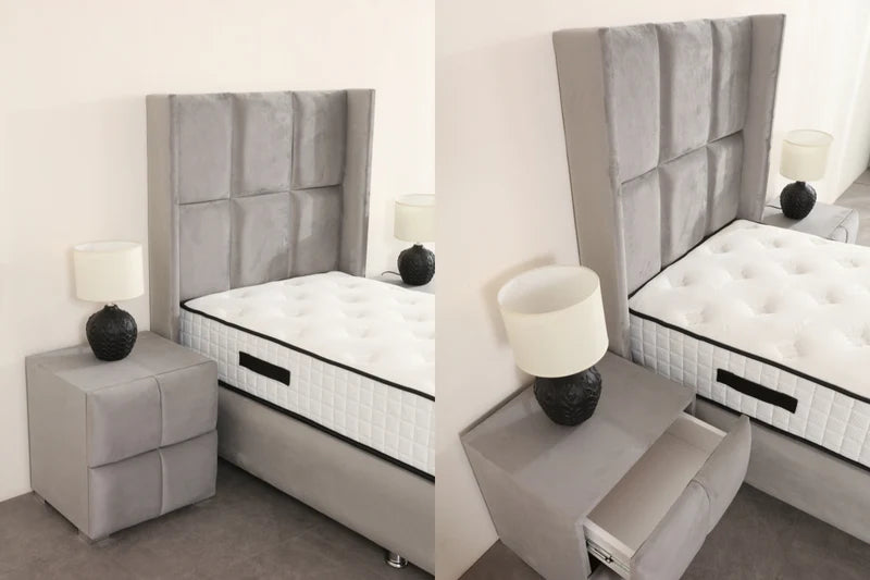 Lit Coffre Enfant RIO GRIS - Velours