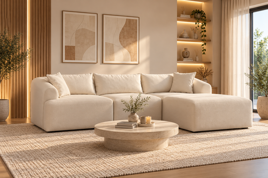Canapé Mila Modulable Velours Blanc cassé