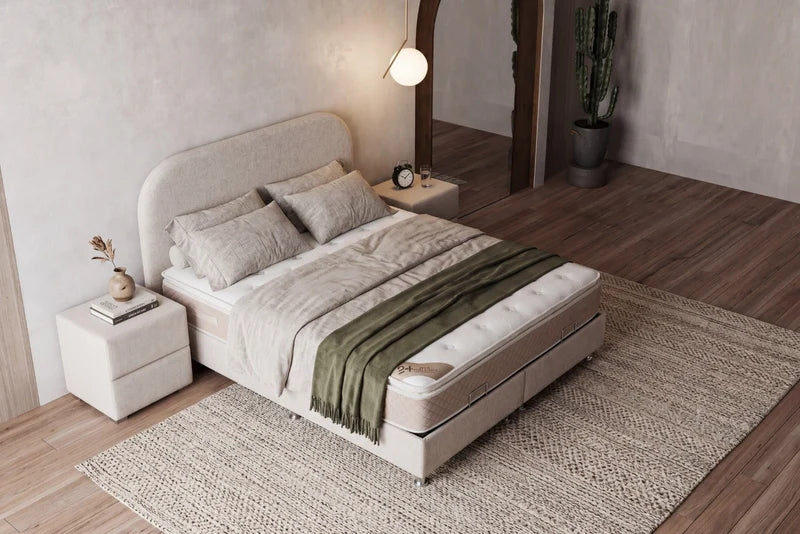 Lit coffre Eda blanc cassé Chenille